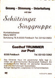Werbe-AK Riegersburg mit Schützinger Singgruppe. Kontaktadresse Maria Maitz, Feldbach.