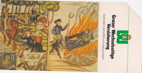AK mit Eintrittskarte Landesausstellung 1987 Hexen und Zauberer Riegersburg.