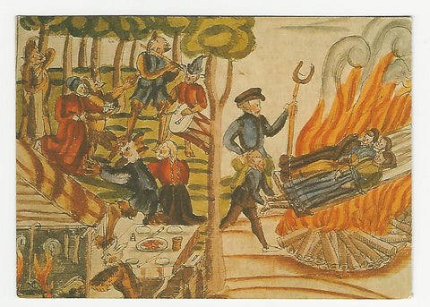 AK Riegersburg. Landesausstellung 1987. Gleichzeitige Verbrennung dreier Hexen auf dem Scheiterhaufen.