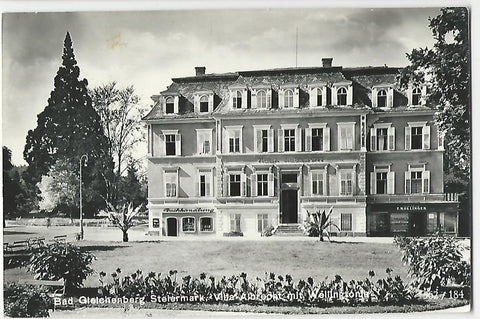 AK Bad Gleichenberg, Villa Albrecht mit Wellingtonia (Buchhandlung) (1959-60)