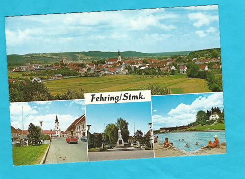 AK Fehring. Hauptplatz, Kriegerdenkmal, Bad.