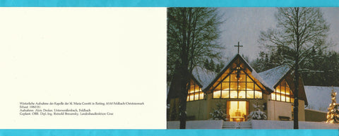 Billett Winterliche Aufnahme der Kapelle der hl. Maria Goretti in Reiting, Feldbach.