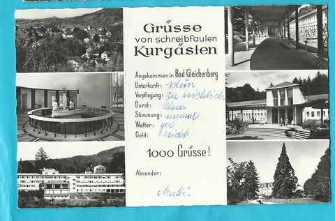 AK Bad Gleichenberg. Grüsse von schreibfaulen Kurgästen. 1000 Grüße! (1964)