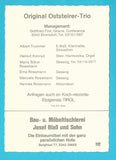 Autogrammkarte Original Oststeirer-Trio. Management: Gottfried Fink, Gitarre. Ebersdorf. Gnas.