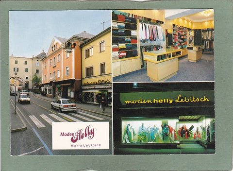 Werbe-AK Spittal/Drau. Moden Helly, Brückengasse 5. Maria Lebitsch.