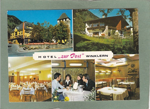 AK Winklern – Glocknerstraße. Restaurant Hotel Post. Fam. Schmutter.