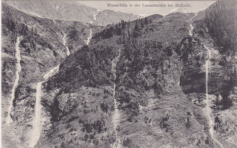AK Wasserfälle in der Lassacheralm bei Mallnitz (1912)
