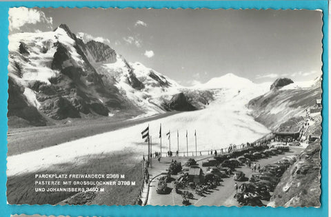 AK Parkplatz Freiwandeck Pasterze mit Grossglockner und Johannisberg.