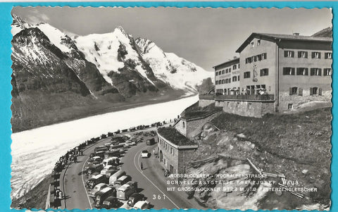 AK Grossglockner Hochalpenstrasse Schnellgaststätte Franz Josef Haus mit Großglockner und dem Pasterzengletscher.