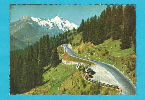 AK Grossglockner Hochalpenstrasse. Parkplatz Roßbach mit Grossglockner.