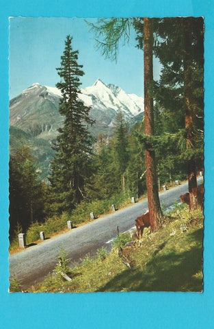 AK Grossglockner Hochalpenstrasse. Auffahrt Südrampe mit Grossglockner.