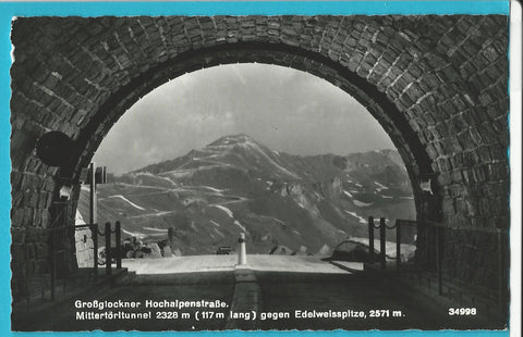 AK Grossglockner Hochalpenstrasse. Mittertörltunnel gegen Edelweisspitze.