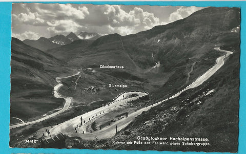 AK Grossglockner Hochalpenstrasse. Kehren am Fuße der Freiwand gegen Schobergruppe. (1956)