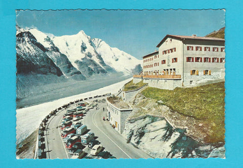 AK Parkplatz Franz Josephs Höhe mit Schnellgaststätte und Grossglockner.