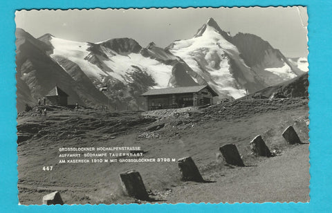AK Grossglockner Hochalpenstrasse Auffahrt Südrampe Tauernrast am Kasereck mit Grossglockner.