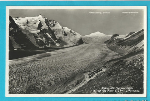 AK Parkplatz Freiwandeck mit Grossglockner und Pasterze.