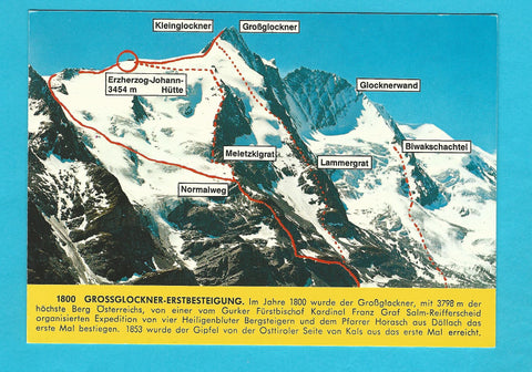 AK Der Grossglockner mit Touren und Routen für Bergsteiger.