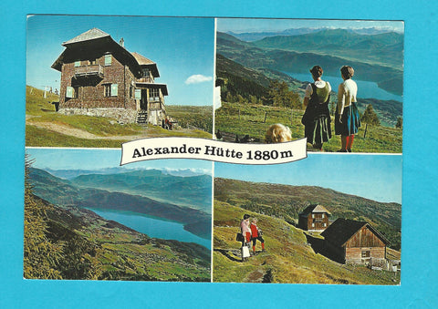 AK Alexander Hütte mit dem Blick auf Millstättersee.