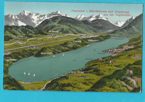 AK Panorama v. Millstättersee und Umgebung aus der Vogelschau. (1922)