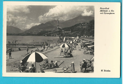 AK Millstatt am See. Strandbad mit Sprungturm.