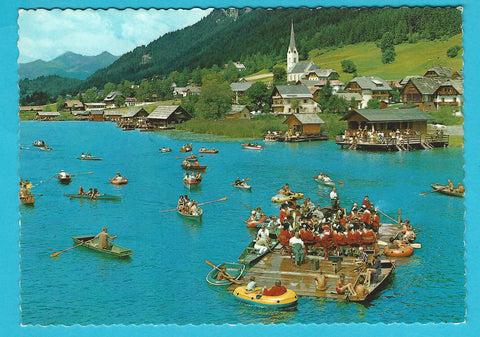 AK Weissensee. Floßkonzert der Trachtenkapelle.