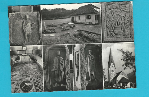 AK Ausgrabungen von Teurnia bei St. Peter in Holz und Kirche St. Peter.