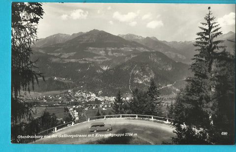 AK Oberdrauburg von der Gailbergstrasse mit Kreuzeckgruppe.