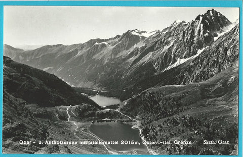 AK Ober- und Antholzersee mit Stallersattel. Österr.-ital. Grenze.
