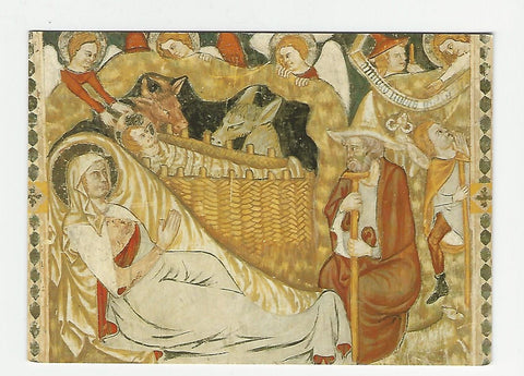 AK Dom zu Gurk. Salvatorianerkolleg. Gotische Fresken der Vorhalle (1340): Neues Testament. Geburt Christi.
