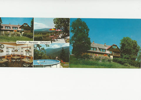 Doppel-Werbe-AK Lölling, Semlach 3. Gasthof Pension Zenzwirt. Inh. Uta Pirker.