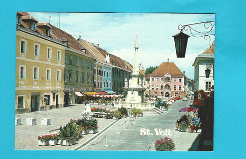 AK St. Veit an der Glan. Hauptplatz mit Pestsäule.
