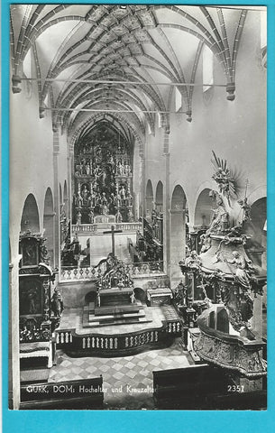 AK Gurk. Dom, Hochaltar und Kreuzaltar.