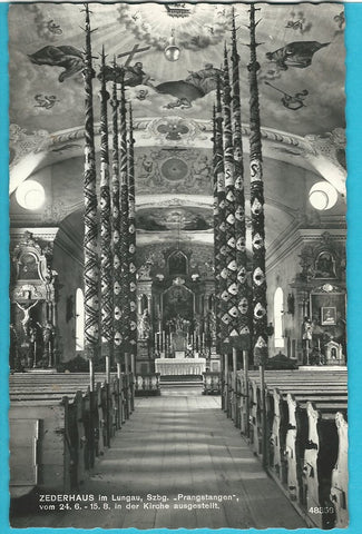 AK Zederhaus im Lungau. Prangstangen in der Kirche aufgestellt. (1959)
