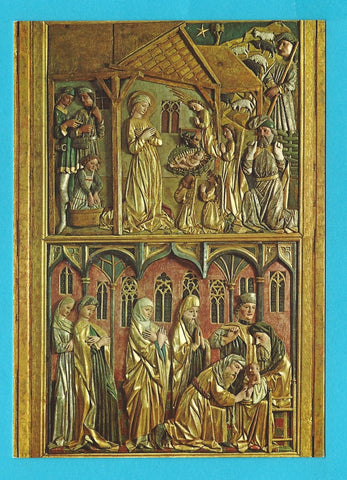 AK Wallfahrtskirche St. Leonhard b. Tamsweg. Flügelreliefs des ehem. Hochaltars. Geburt Christi und Beschneidung Christi.