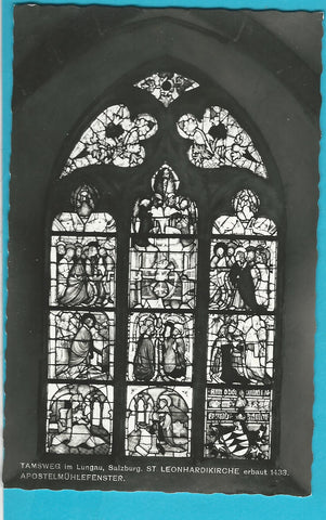 AK Tamsweg. St. Leonhardkirche. Apostelmühlefenster. (1957)