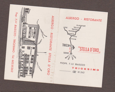 Visitenkarte. Tricesimo. Albergo Ristorante Stella D'Oro. Propr. F.lli Biasizzo.