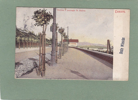 AK Trieste. Stazione e passeggio St. Andrea.