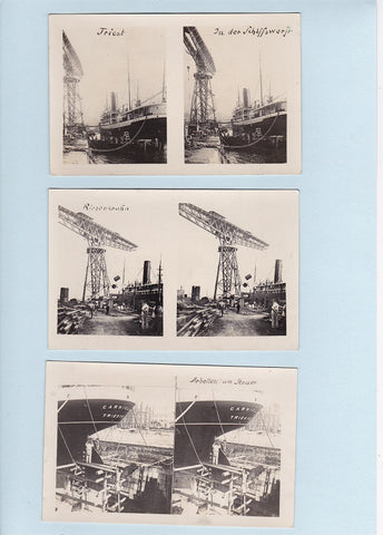 10 Stereo Fotos Trieste, Hafen, Porto, Werft.