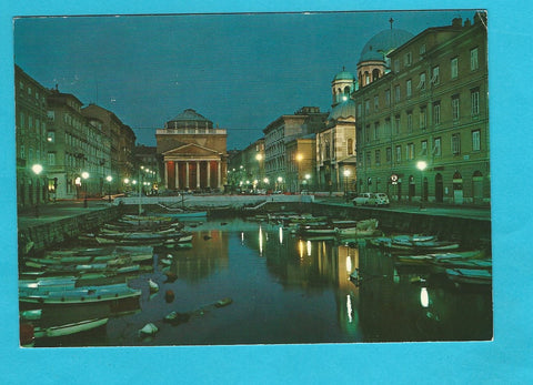 AK Trieste. Notturno del Canal Grande con la Chiesa di S. Antonio Nuovo e la Chiesa di S. Spiridione.