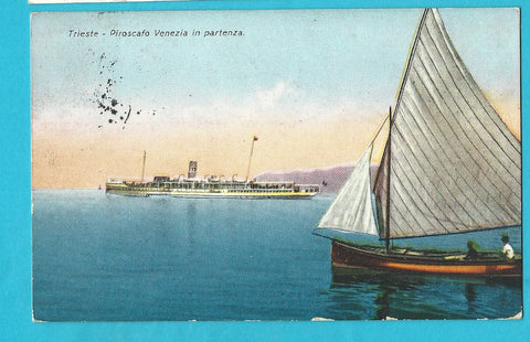 AK Trieste - Piroscafo Venezia in partenza.