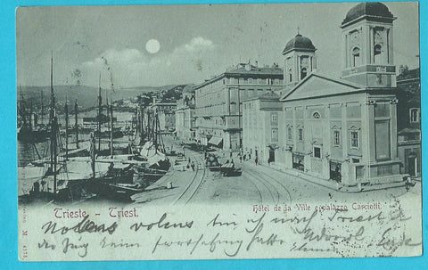 AK Trieste. Hotel de la Ville e palazzo Carciotti.