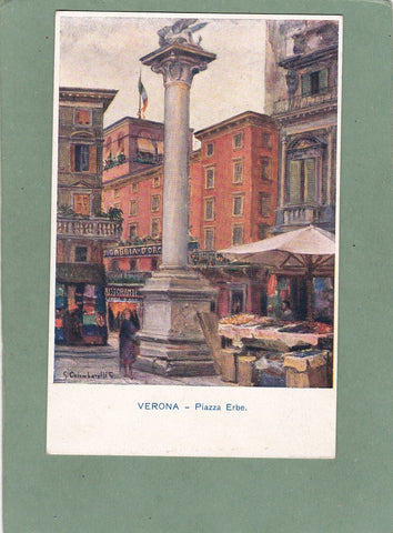 AK Verona. Piazza Erbe. Albergo Ristorante Gabbia D'Oro.