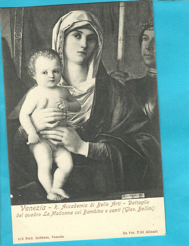 AK Venezia- R. Accademia di Belle Arti - Dettaglio del quadro La Madonna col Bambino e santi (Giov. Bellini)