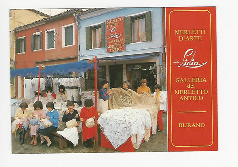 AK Burano. Dalla Lidia. Merletti D'Arte. Galleria del Merletto Antico.
