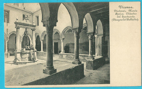 AK Vicenza. Dintorni. Monte Berico. Chiostro del Santuario. (Disegno del Palladio)