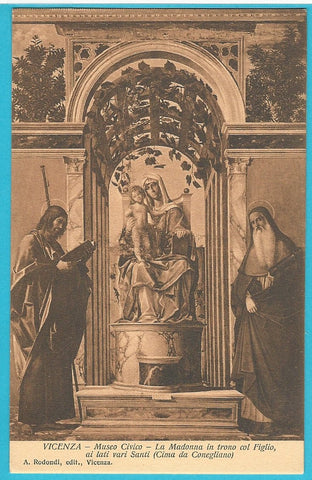 AK Vicenza - Museo Civico - La Maddalena in trono col Figlio, ai lati vari Santi. (Cima da Conegliano)