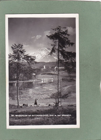 AK St. Magdalen mit Mittagskogel bei Villach.