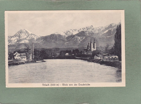 AK Villach – Blick von der Draubrücke.