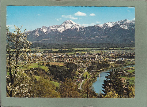 AK Draustadt Villach mit Mittagskogel.