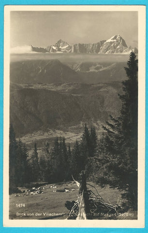 AK Blick von der Villacheralpe (Dobratsch) auf Mangart. (1936)